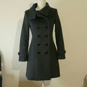 Forever 21 Women's Gray Grey Double-breasted Coat